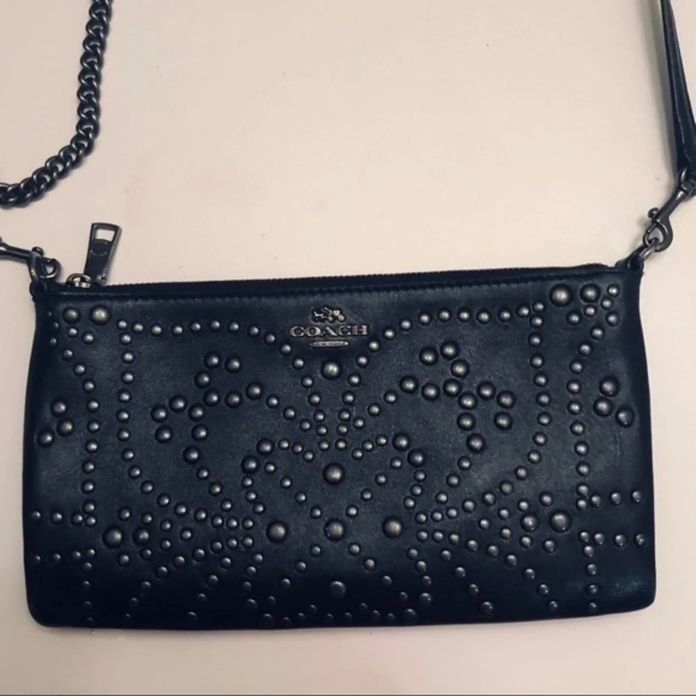 Coach studded metallic leather crossbody